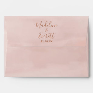 Enveloppe Aquarelle rose pâle et Mariage or Rose