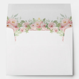Enveloppe Aquarelle rose pâle Parties scintillant florale Qu