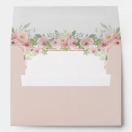 Enveloppe Aquarelle rose pâle Parties scintillant florale Qu