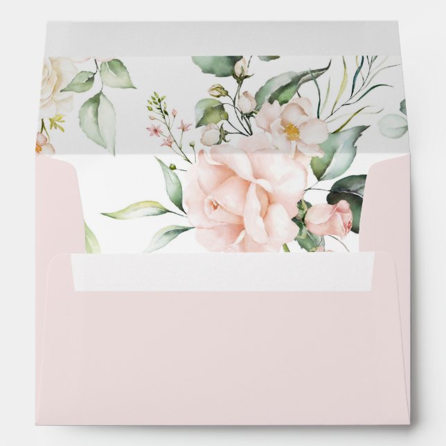 Enveloppe Aquarelle rose pâle Rose Mariage (Dos (Bas))