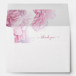 Enveloppe Aquarelle rose poony rose mariage floral rose