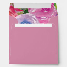Enveloppe Aquarelle rose pourpre Adresse de retour Florale