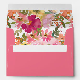 Enveloppe Aquarelle rose simple Bat mitzvah floral