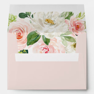 Enveloppe Aquarelle rose vif moderne florale