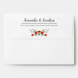 Enveloppe Aquarelle rouge fleurit un mariage élégant