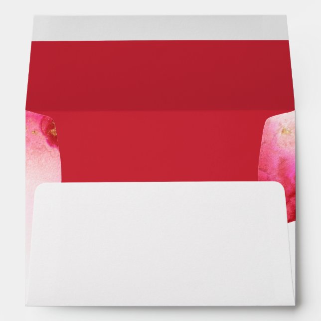 Enveloppe Aquarelle Rouge Ruby Gold Geode JustCards™ (Dos (Bas))