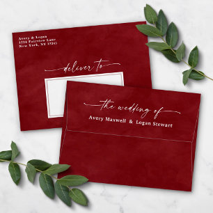 Enveloppe Aquarelle rouge Vin A7 5x7 Faire-part de mariage