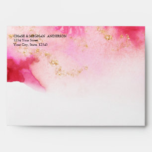 Enveloppe Aquarelle Ruby Red Gold Geode JustCards™