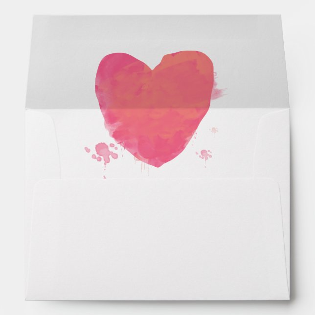 Enveloppe Aquarelle rustique Coeur 5x7 Faire-part de mariage (Dos (Bas))