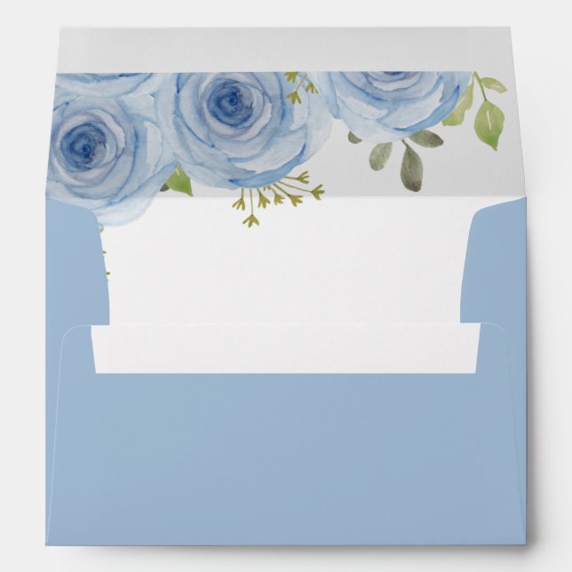 Enveloppe Aquarelle rustique Floral Dusty Mariage bleu (Dos (Bas))
