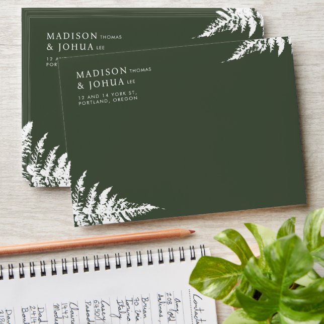 Enveloppe Aquarelle rustique Mariage vert sauvage (Stacked)
