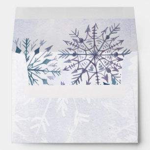 Enveloppe Aquarelle rustique Snowflakes Blue Winter Wedding