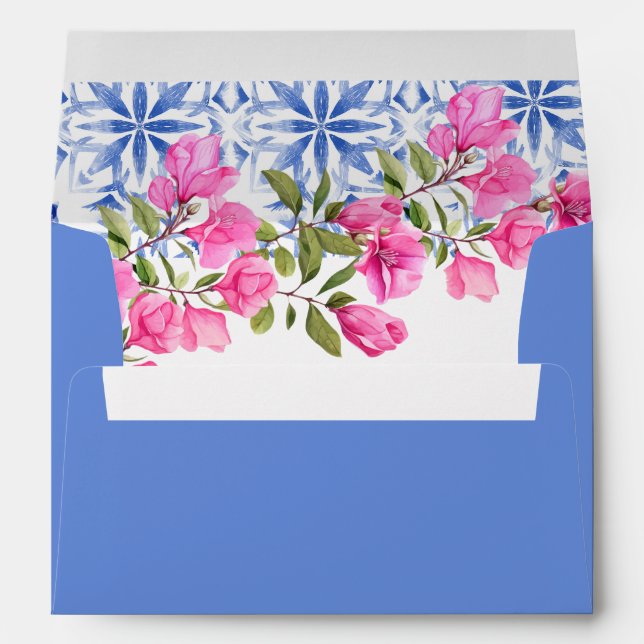 Enveloppe Aquarelle Santorin Grèce faire-part de mariage (Dos (Bas))