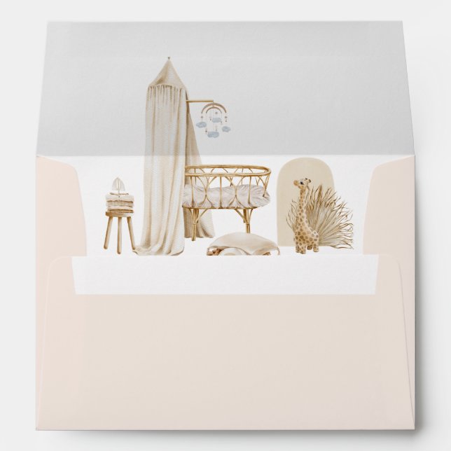 Enveloppe Aquarelle Sexe Neutre Boho Nursery Baby shower (Dos (Bas))