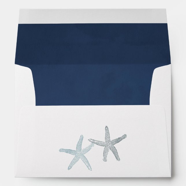 Enveloppe Aquarelle Starfish Beach Wedding (Dos (Bas))