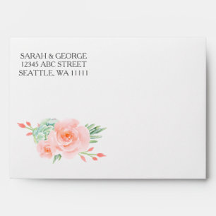 Enveloppe Aquarelle Succulent Blush Floral Élégant Mariage