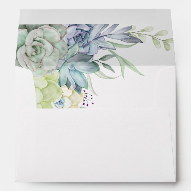 Enveloppe Aquarelle Succulents du désert (Dos (Bas))