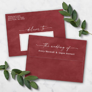 Enveloppe Aquarelle Terra Rosa A7, Faire-part de mariage 5x7