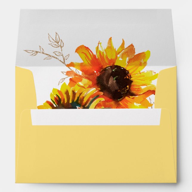 Enveloppe Aquarelle Tournesol rustique (Dos (Bas))