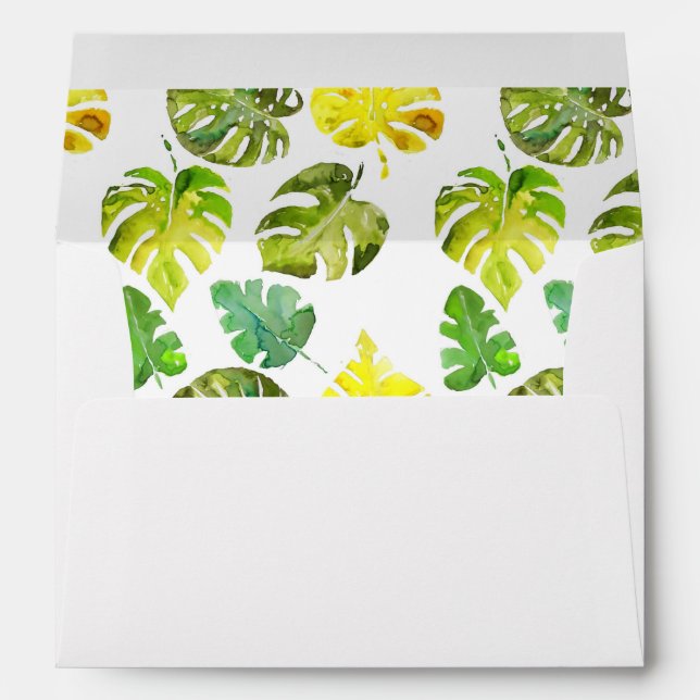 Enveloppe Aquarelle Tropical Feuille mariage (Dos (Bas))