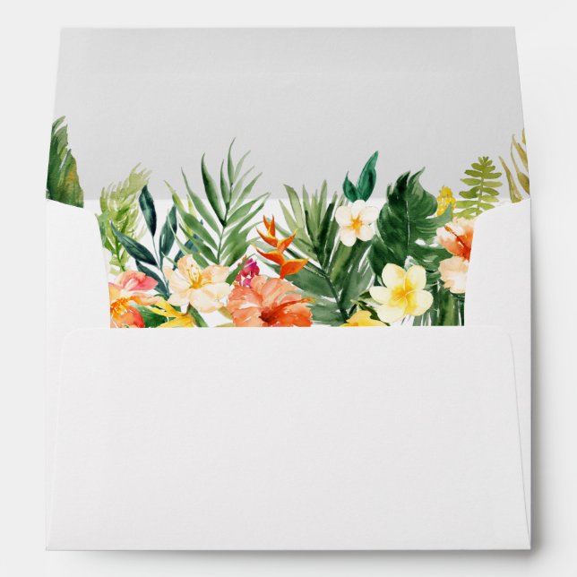 Enveloppe Aquarelle Tropical Floral Coral Mariage (Dos (Bas))