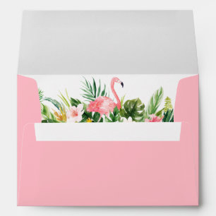 Enveloppe Aquarelle Tropical Floral Flamant rose rose