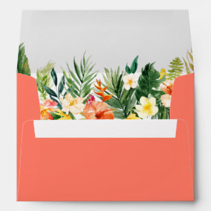 Enveloppe Aquarelle Tropical Floral Mariage Coral