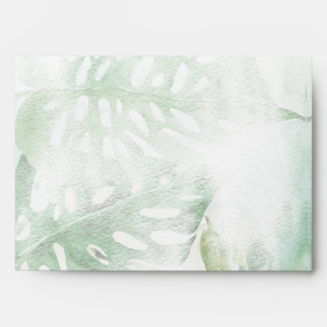 Enveloppe Aquarelle Tropical Green Monstera Feuille Invitati (Devant)