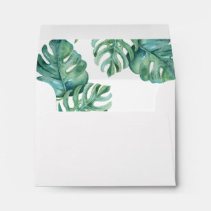 Enveloppe Aquarelle Tropical Monstera Palm Leaf