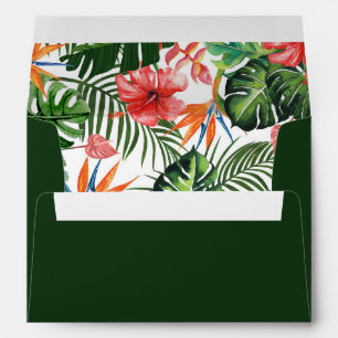 Enveloppe Aquarelle Tropical Motif Vert Adresse de retour