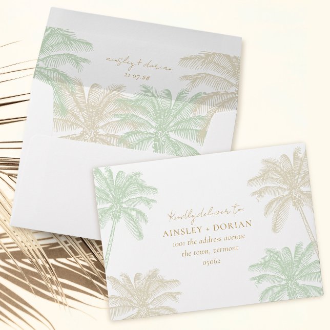 Enveloppe Aquarelle Tropical Palm Boho RSVP Mariage d'adress (Créateur téléchargé)