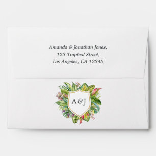 Enveloppe Aquarelle Tropical Summer Beach Mariage Monogramme