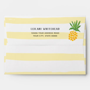 Enveloppe Aquarelle tropicale ananas rayure jaune