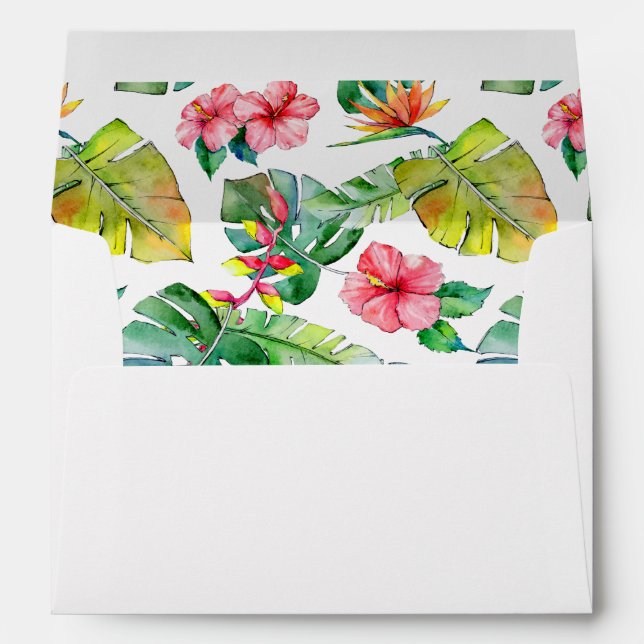 Enveloppe Aquarelle tropicale Floral et feuillage (Dos (Bas))