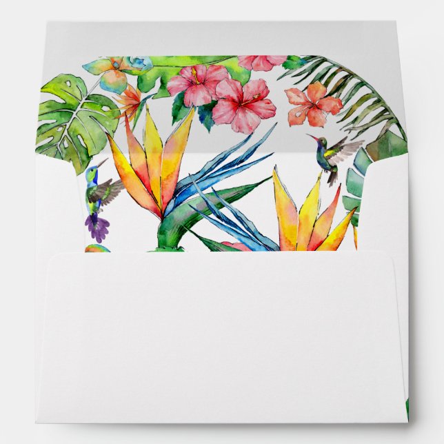 Enveloppe Aquarelle tropicale Florale Adresse de retour (Dos (Bas))