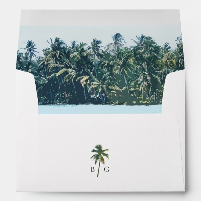 Enveloppe Aquarelle tropicale Palms & Plage Invitation de ma (Dos (Bas))