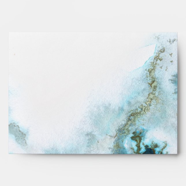 Enveloppe Aquarelle Turquoise moderne Moss Agate BarefootBri (Devant)