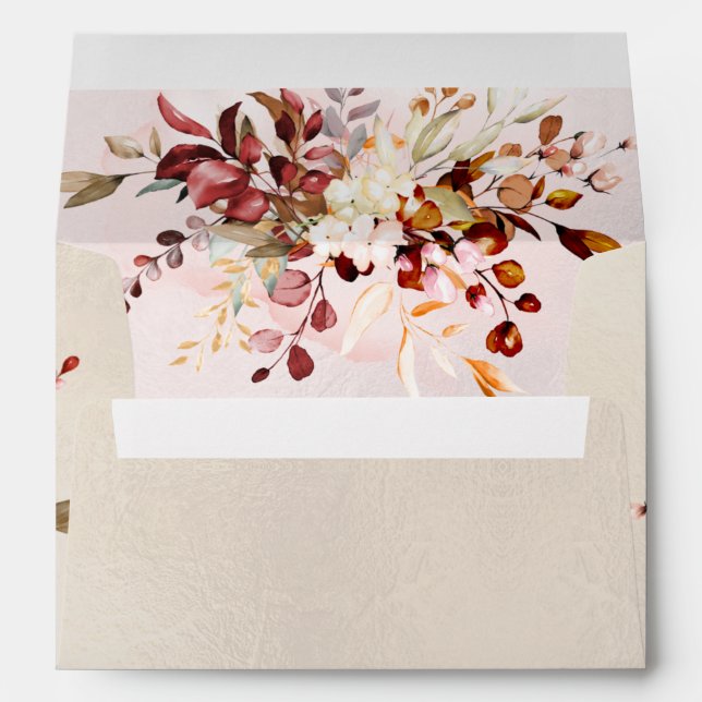 Enveloppe Aquarelle Verdure Eucalyptus, Rouille Orange (Dos (Bas))