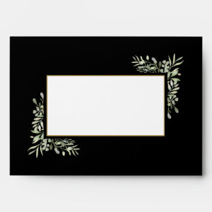 Enveloppe Aquarelle Verdure Feuille Black Gold