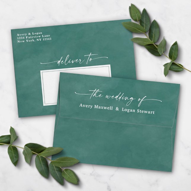 Enveloppe Aquarelle vert pin A7 5x7 Faire-part de mariage (Créateur téléchargé)