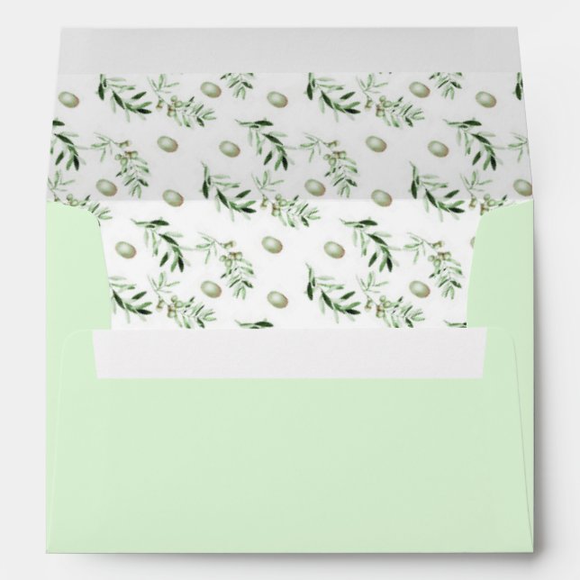 Enveloppe Aquarelle verte Olive A7 (Dos (Bas))