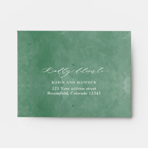 Enveloppe Aquarelle verte RSVP avec dossier de retour