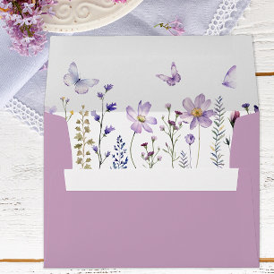Enveloppe Aquarelle violet Fleur sauvage printemps Anniversa