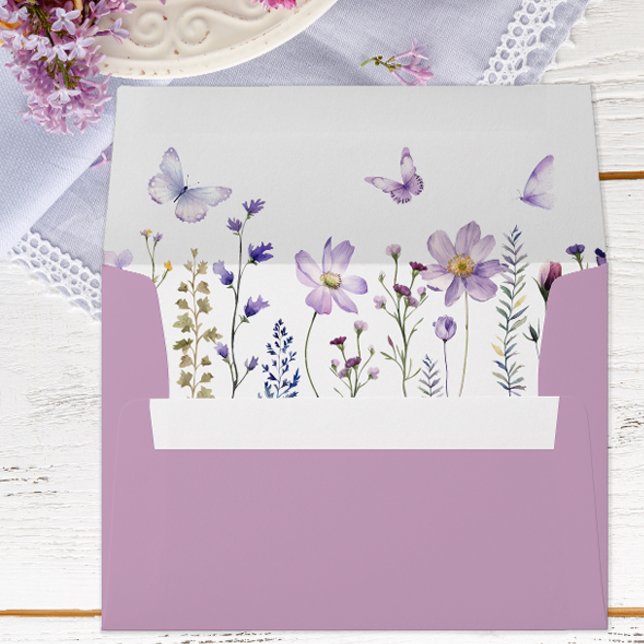 Enveloppe Aquarelle violet Fleur sauvage printemps Anniversa (Wildflower envelope)