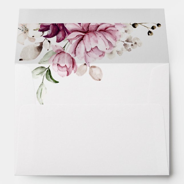 Enveloppe Aquarelle Violet Fleurs (Dos (Bas))