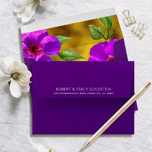 Enveloppe Aquarelle violet Floral Bat mitzvah or moderne