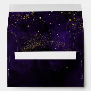 Enveloppe Aquarelle violet foncé Magique Or Noir