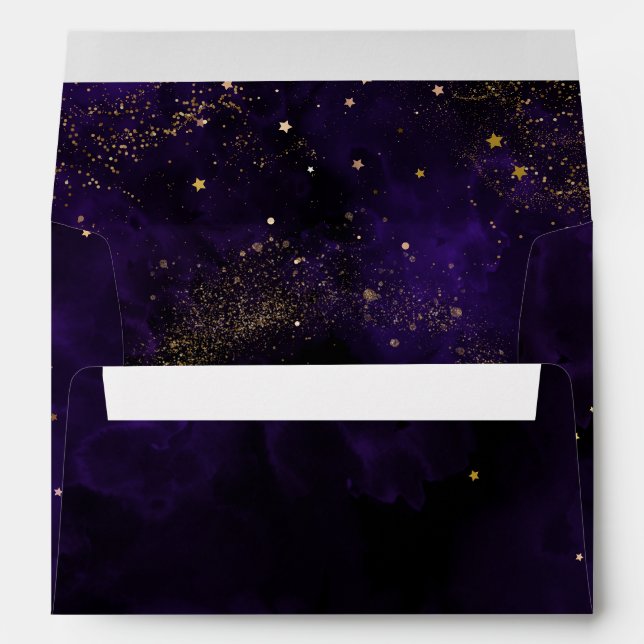 Enveloppe Aquarelle violet foncé Magique Or Noir (Dos (Bas))