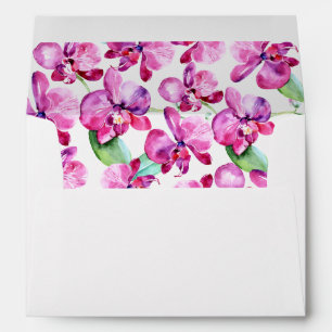 Enveloppe Aquarelle violet orchidée Mariage floral