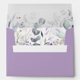 Enveloppe Aquarelle violet poussiéreuse Faire-part de mariag